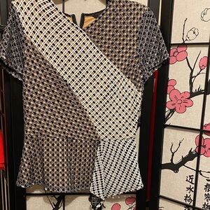 BCBGMaxAzria Black and White Geometric Blouse, only used once . Looks brand new